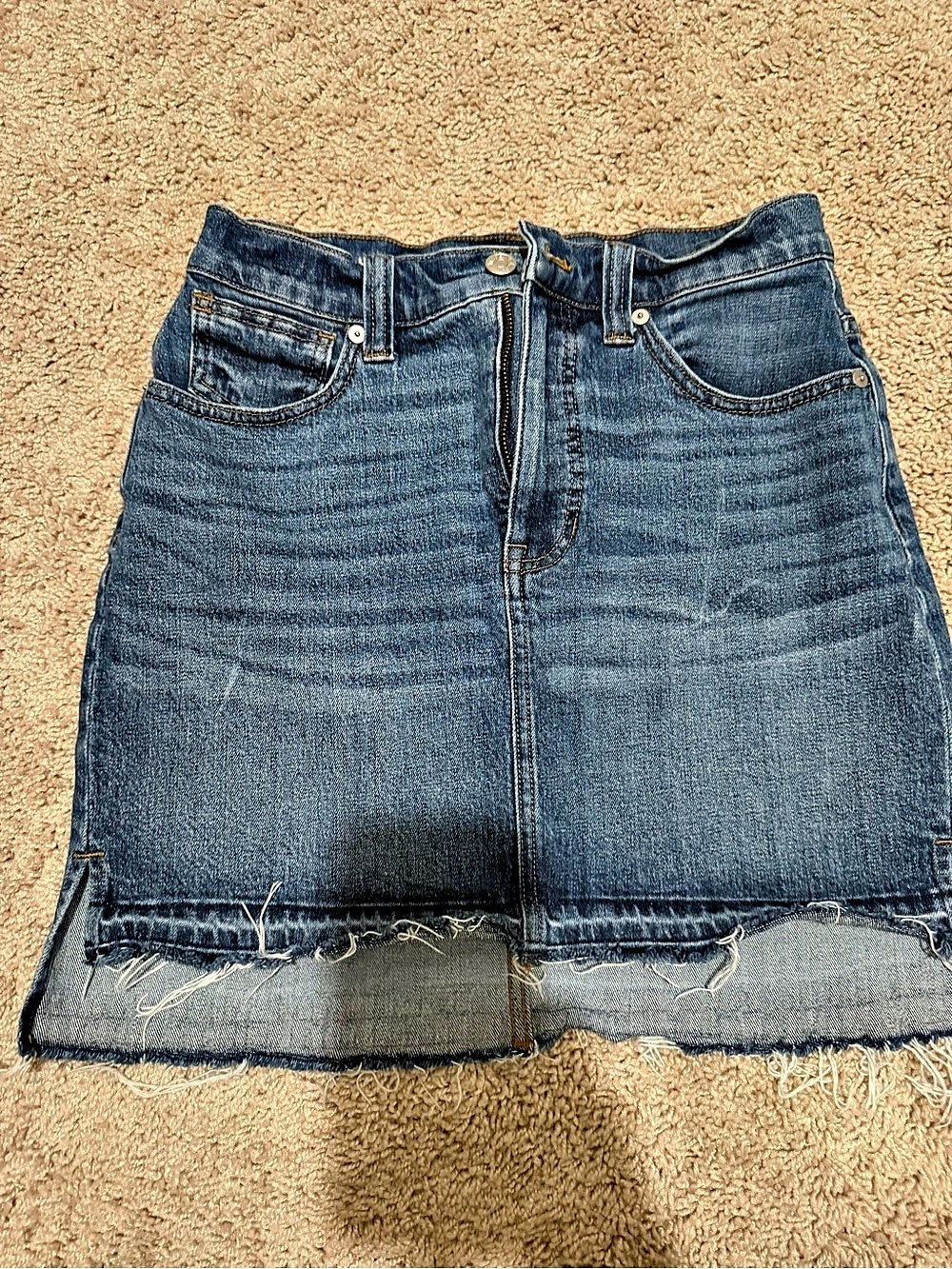Madewell Raw-Hem Denim Mini Skirt Blue Waist 25